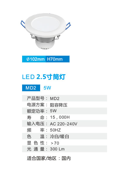 LED 2.5寸筒灯