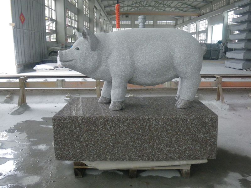 动物雕刻 磨光艺术品 石雕猪
