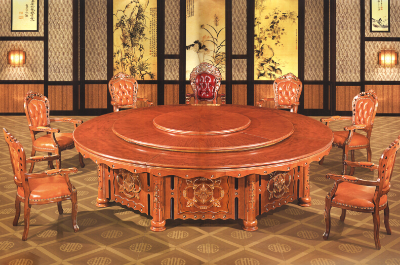 广西酒店家具厂直销豪华实木电动餐桌