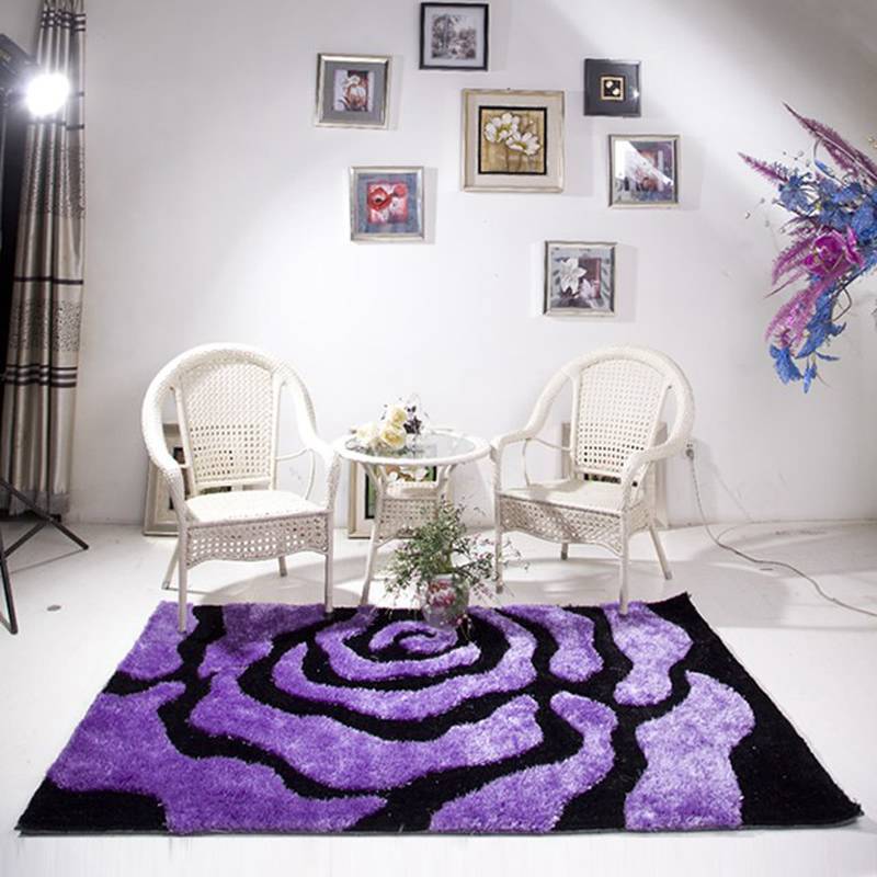 昕佳琪 厂家批发出口直销客厅南韩丝韩国丝涤纶玫瑰立体图案地毯