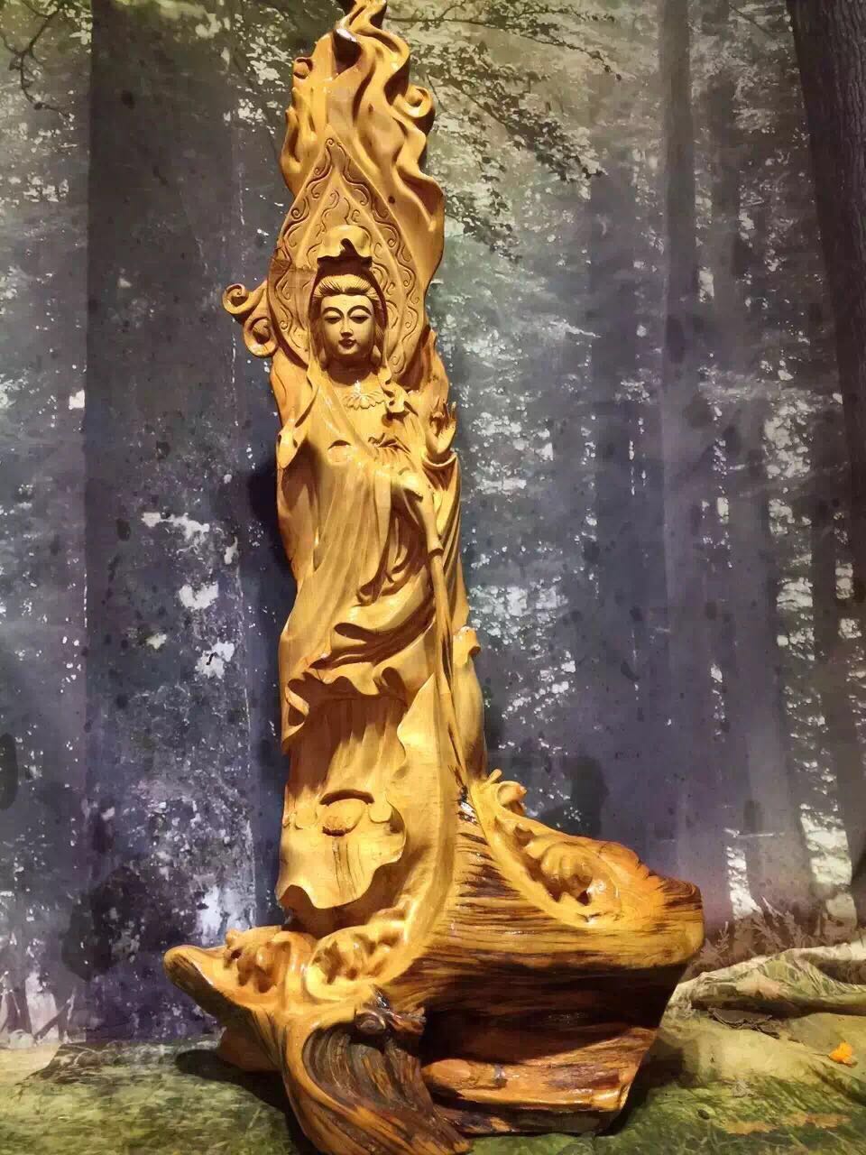 根雕 木质工艺品 崖柏滴水观音